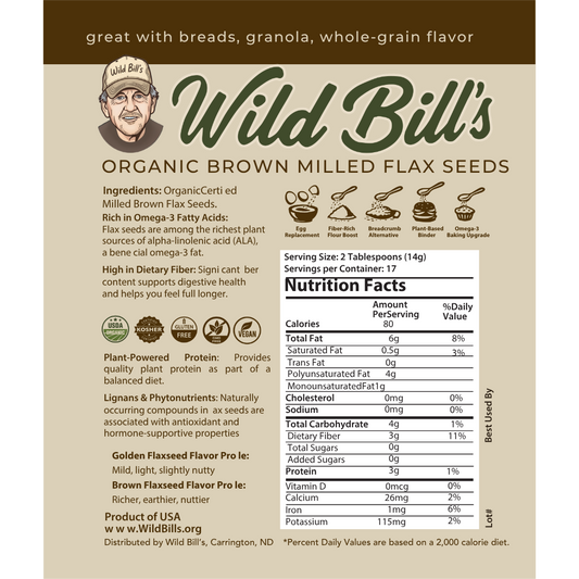 Milled Brown Flaxseed, USDA Organic
