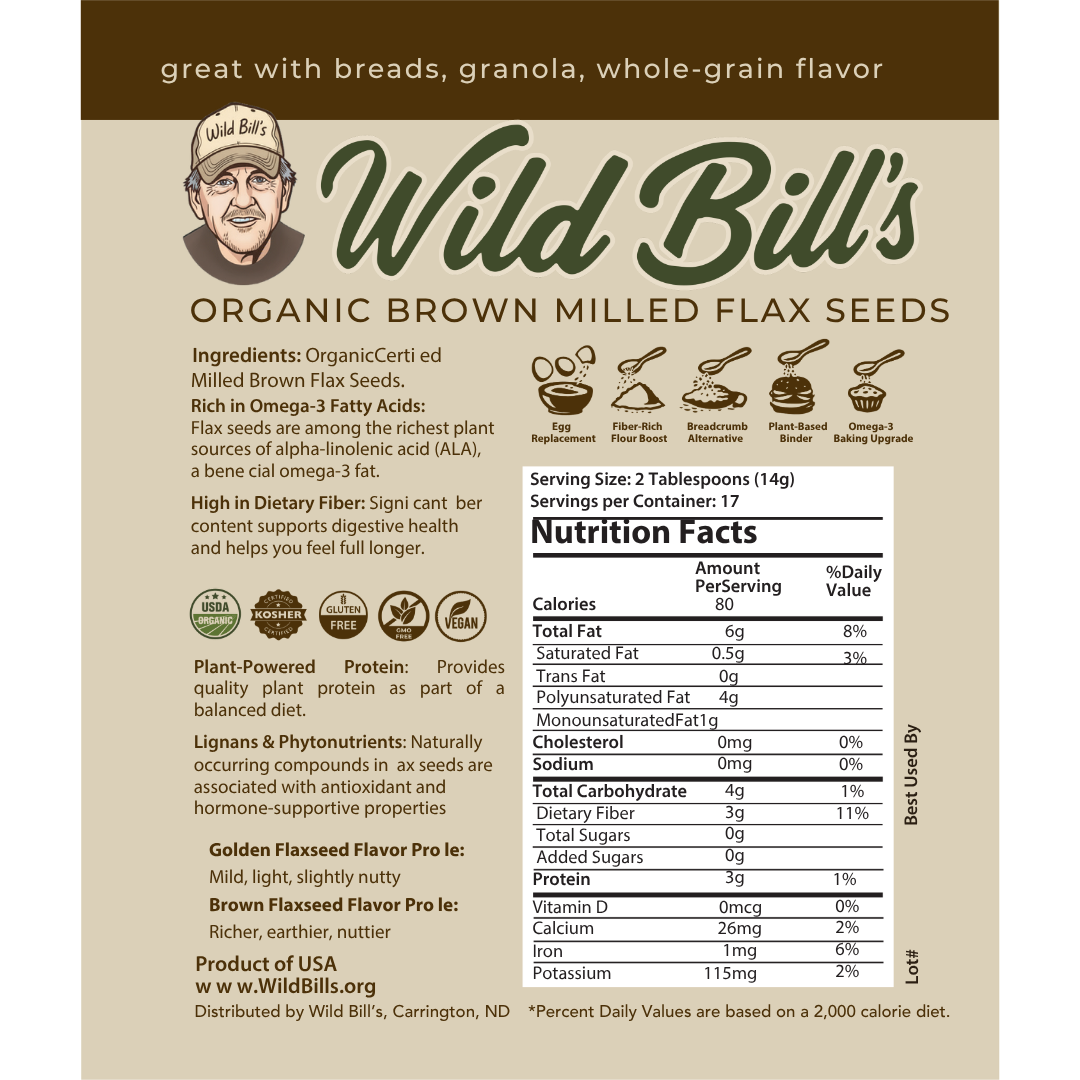 Milled Brown Flaxseed, USDA Organic