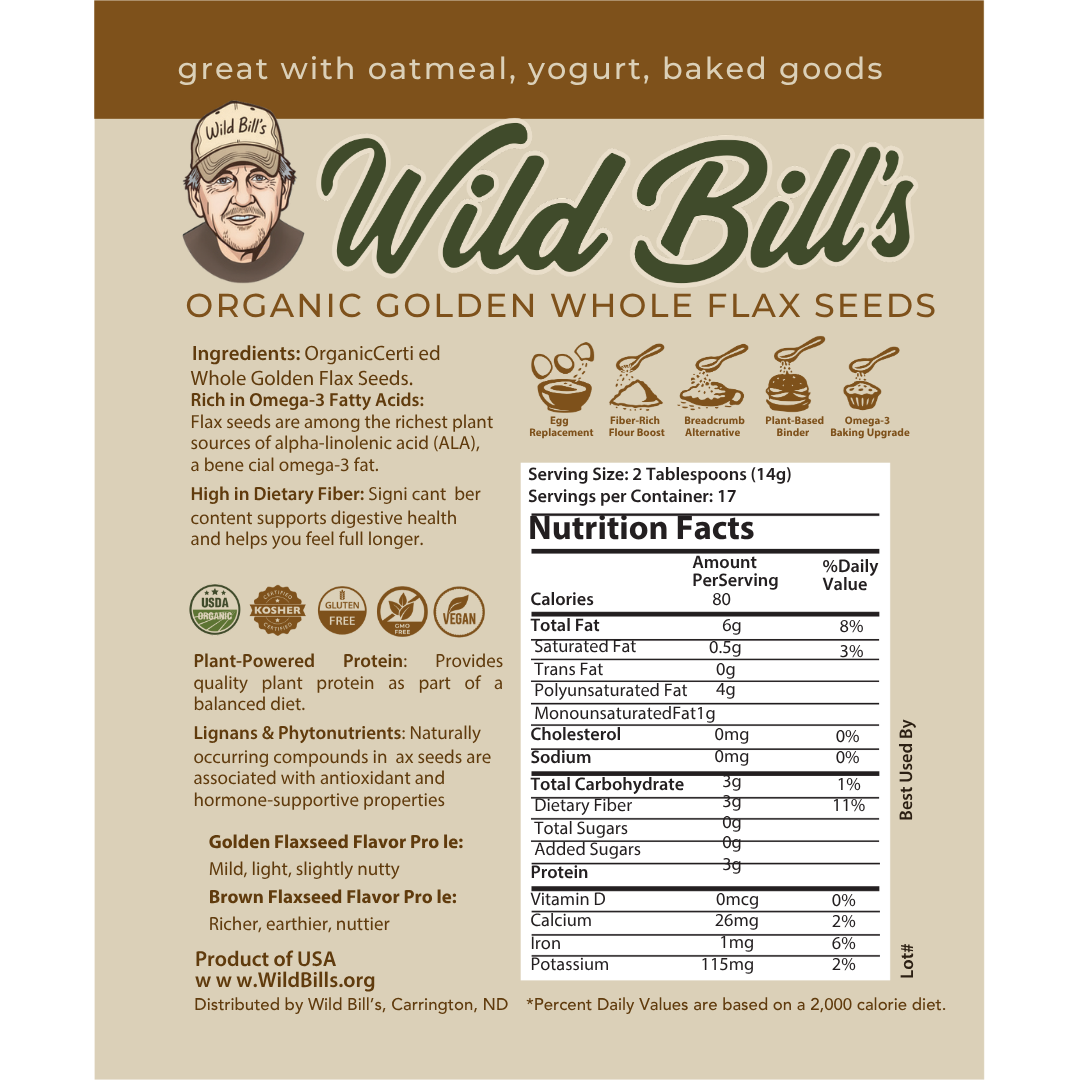 Whole Golden Flaxseeds, USDA Organic