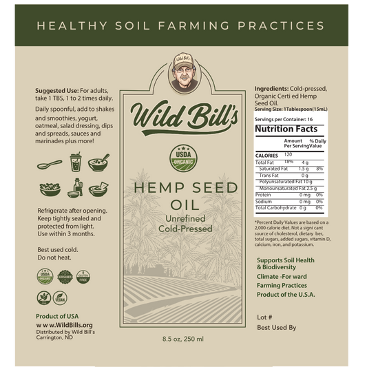 Hempseed Oil, Cold pressed, USDA Organic