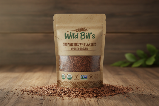 BRAND : WILD BILL'S, product organic brown flAxseed