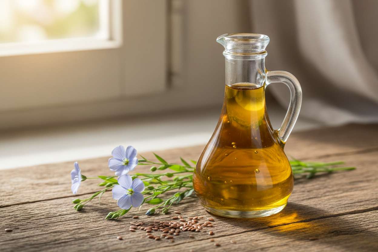 start over:generate an image that is of flaxseed oil